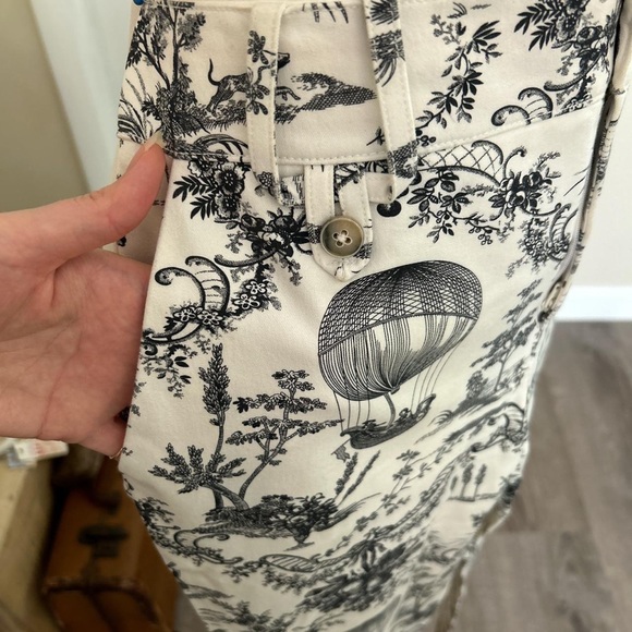 The essential slim by Anthropologie toile print black and white trousers pants - Picture 6 of 7